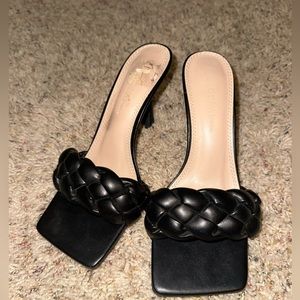 Black sexy braided heels size 8 bottega inspired shoes